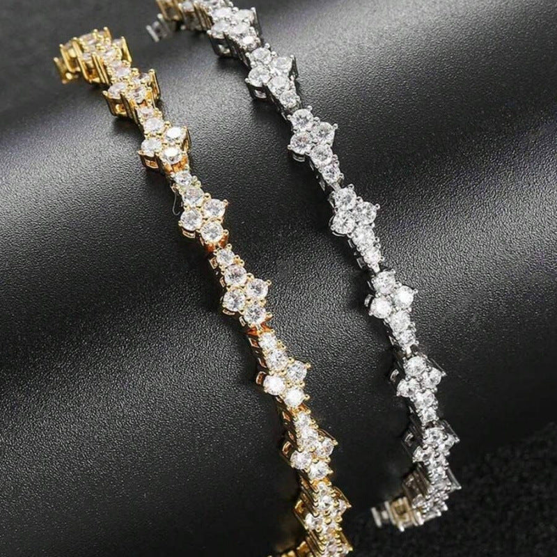 Classic Cluster White Gold Tennis Bracelet