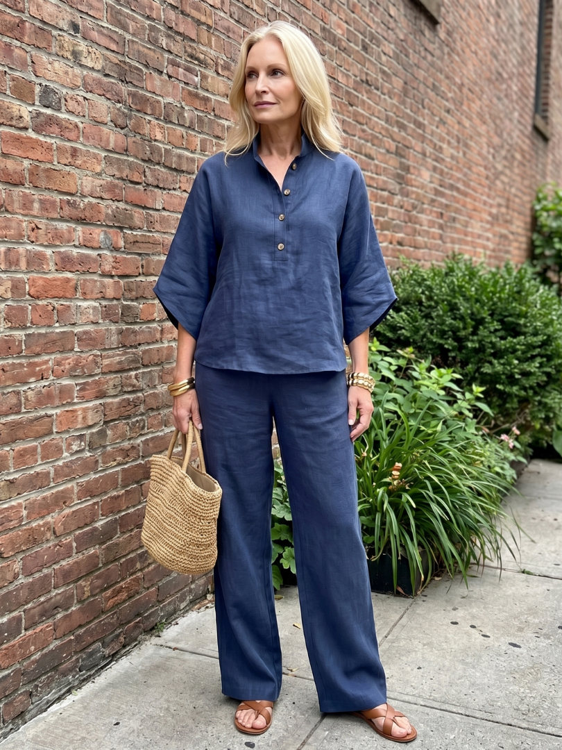 Amity - Button Front Relaxed Tunic Trouser Set