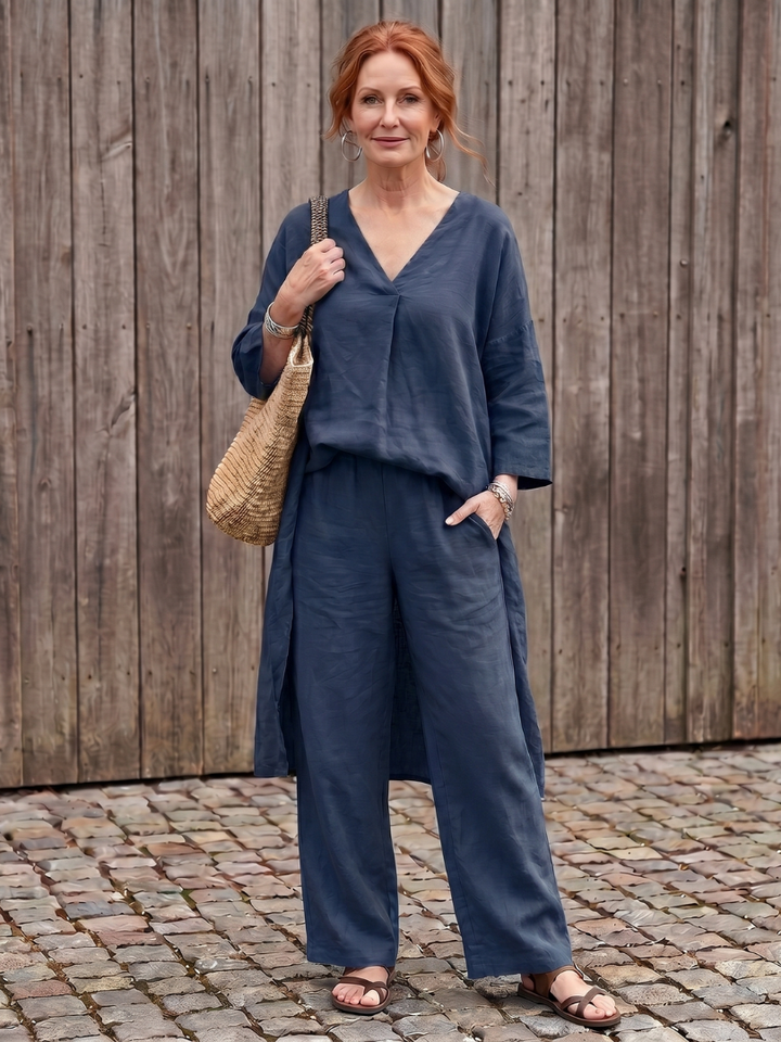 Onyx - Loose Tunic Top Wide Leg Pant Set