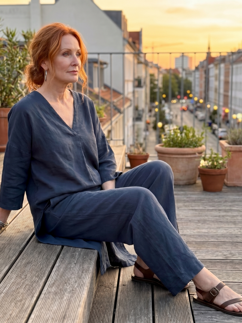 Onyx - Loose Tunic Top Wide Leg Pant Set