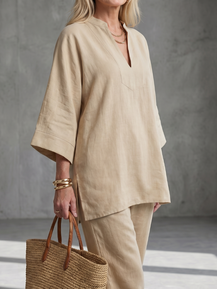 Georgiana - V Neck Tunic Gathered Trouser Set
