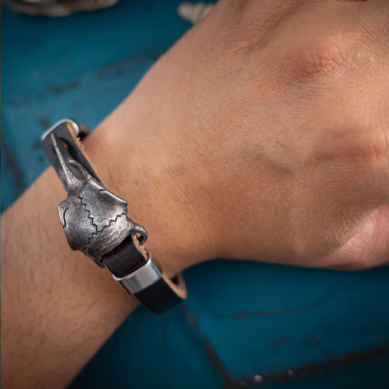 Raven Leather Adjustable Bracelet