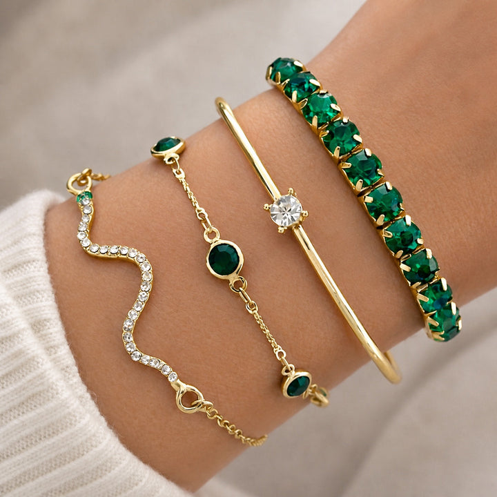 Emerald Gold Bracelet Set