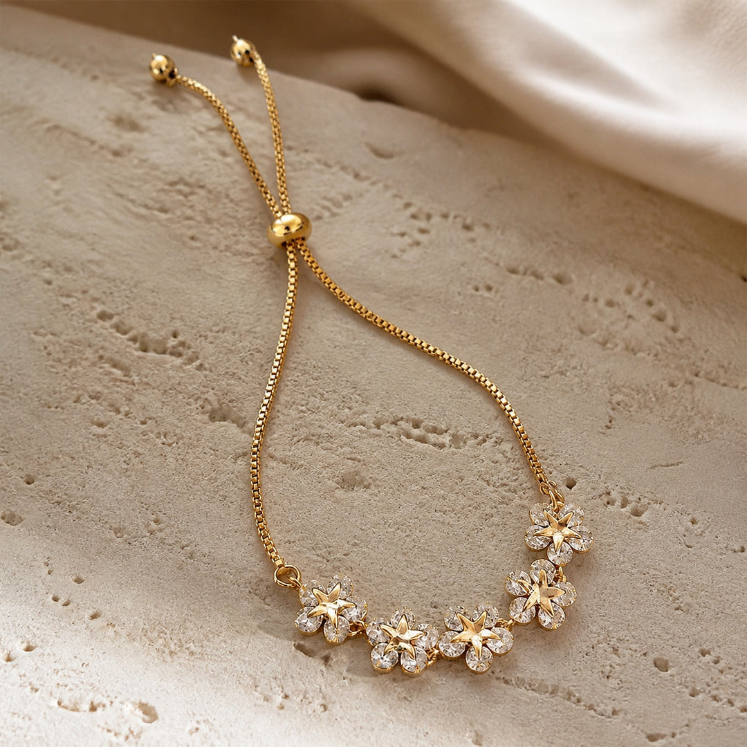 Gold Crystal Daisy Bracelet