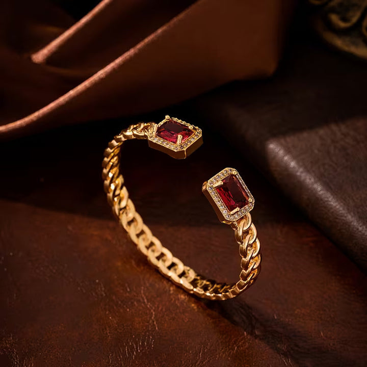Veloria Ruby Open Gold Bracelet