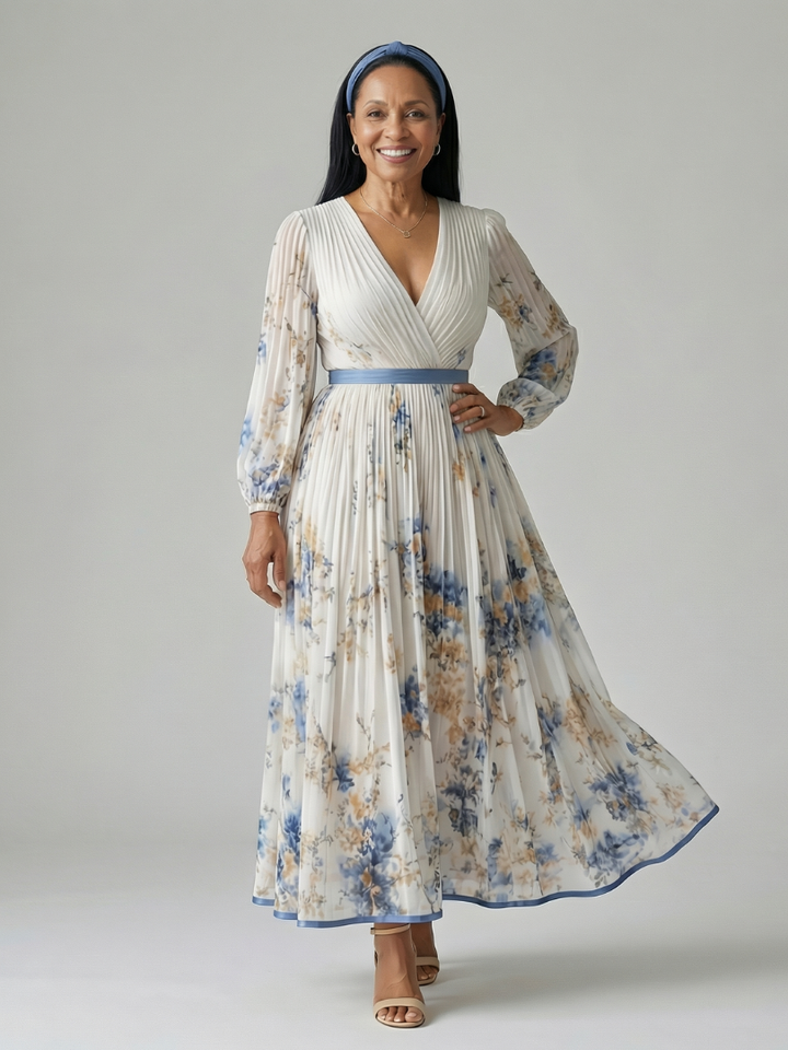 Rielle™ - Pleated Wrap Midi Dress