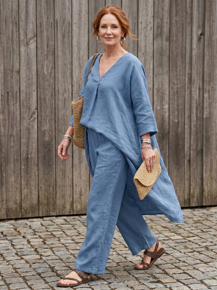 Onyx - Loose Tunic Top Wide Leg Pant Set