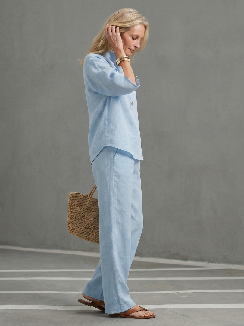 Amity - Button Front Relaxed Tunic Trouser Set