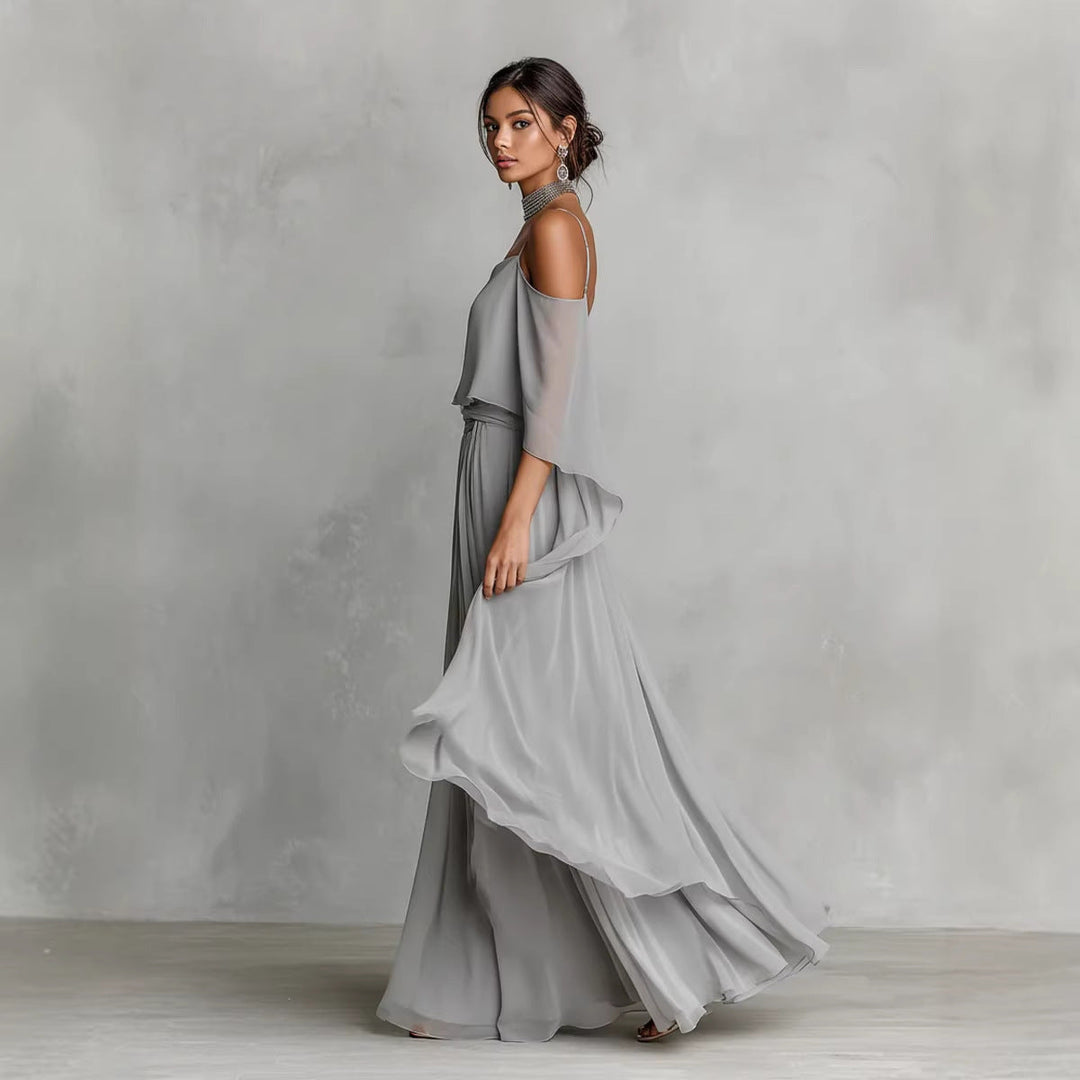 Renata - Gray Fluid Set with Strappy Top and Lightweight Pants