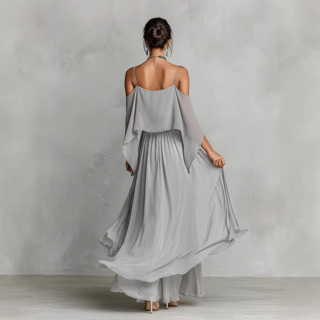 Renata - Gray Fluid Set with Strappy Top and Lightweight Pants