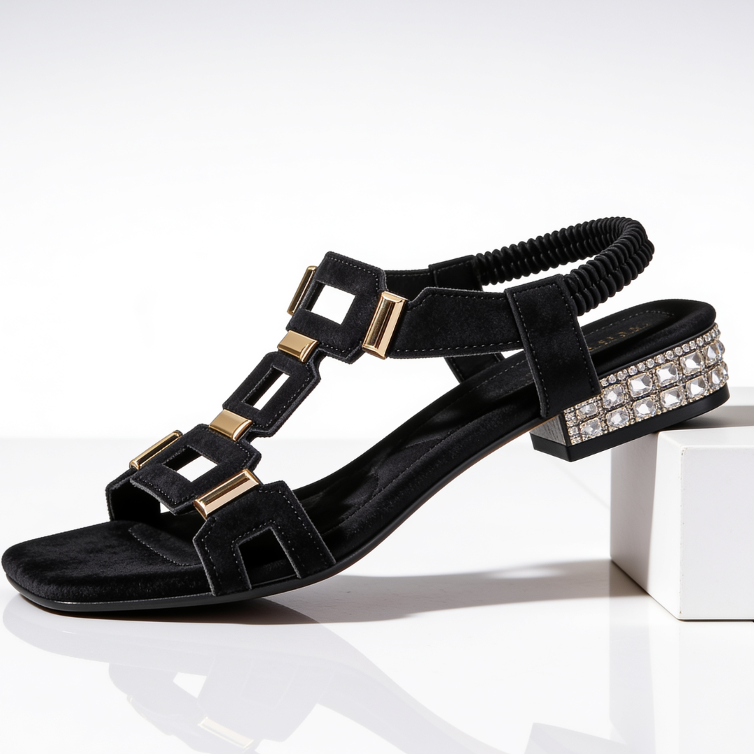 Odette - Crystal Heel Sandals
