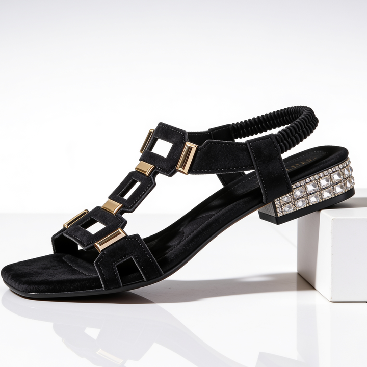 Odette - Crystal Heel Sandals