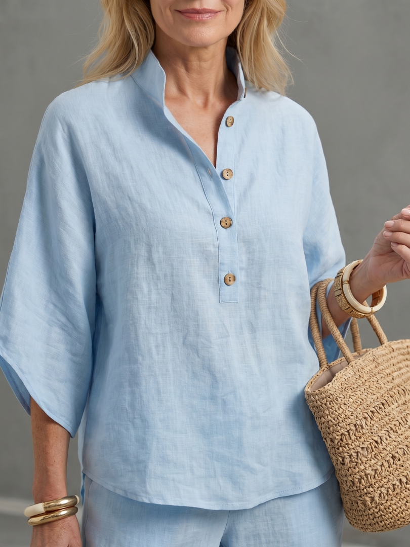 Amity - Button Front Relaxed Tunic Trouser Set