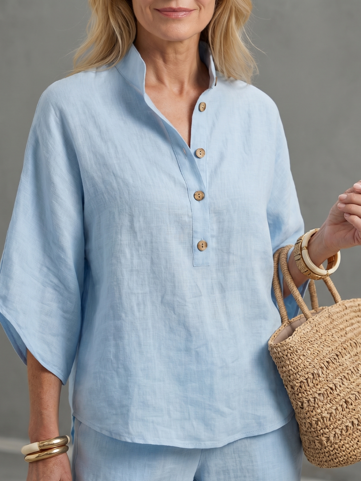 Amity - Button Front Relaxed Tunic Trouser Set