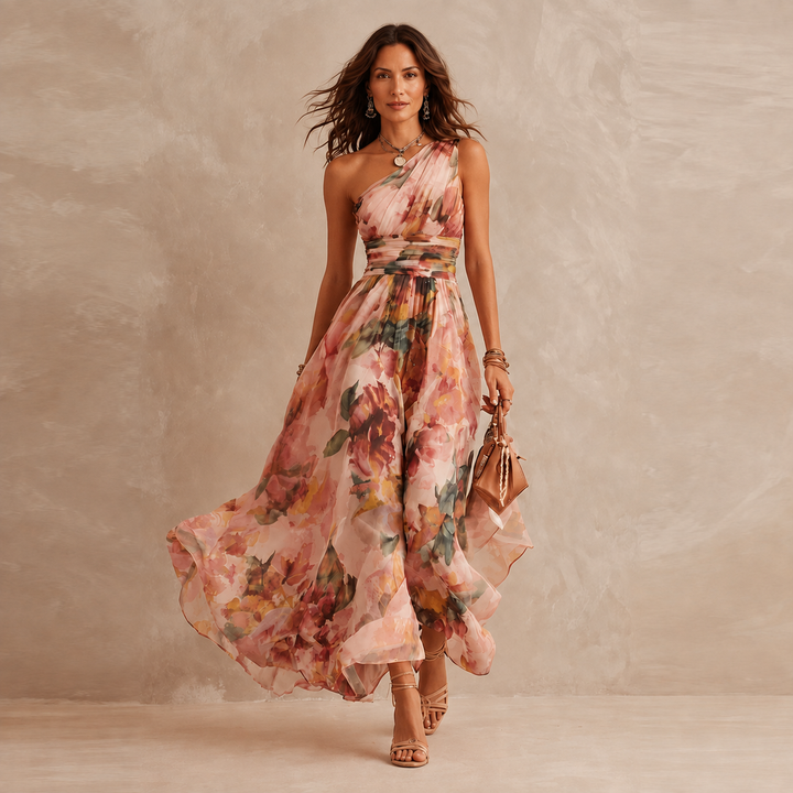 Celeste - One-Shoulder Floral Maxi