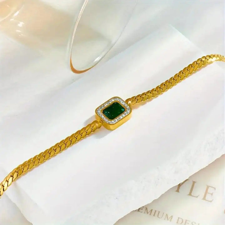 Radiant Gold Emerald Link Bracelet