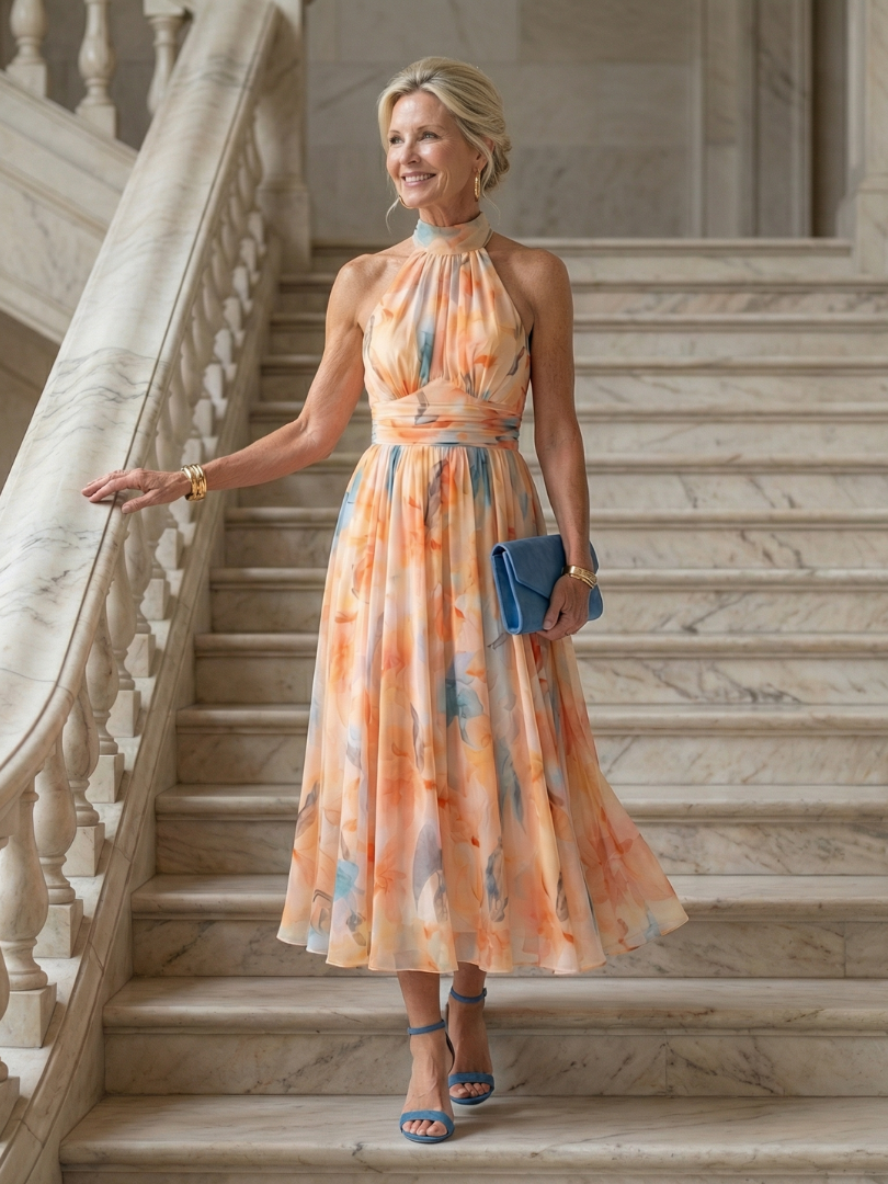 Virelle - Soft Halter Midi Dress