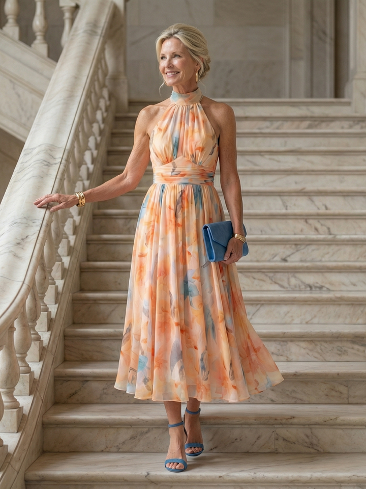 Virelle - Soft Halter Midi Dress