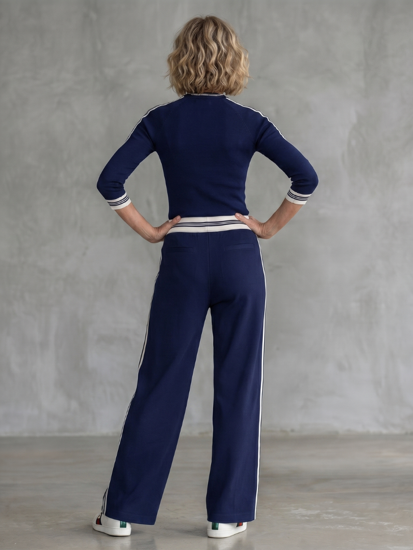 Eirlys - Fitted Long Sleeve Top Wide Leg Pants Set