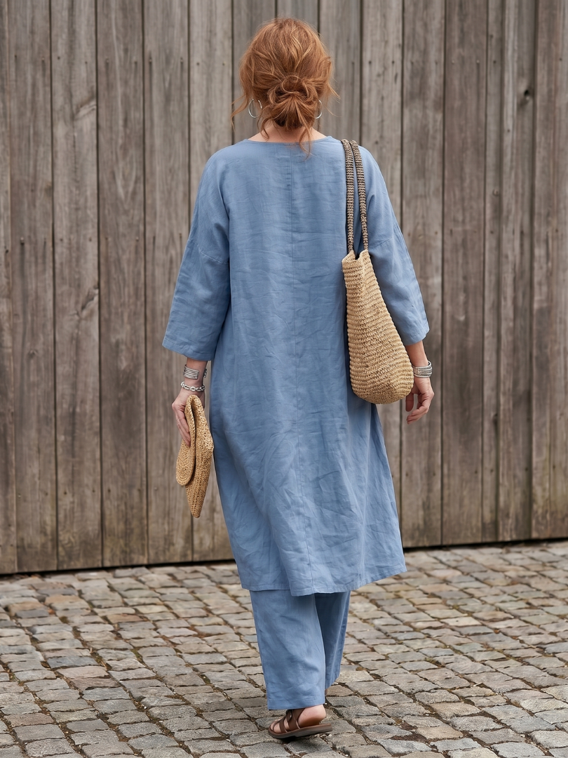 Onyx - Loose Tunic Top Wide Leg Pant Set