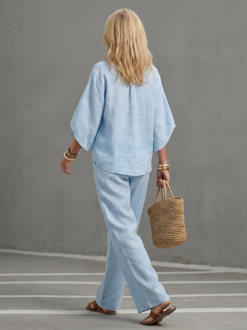 Amity - Button Front Relaxed Tunic Trouser Set