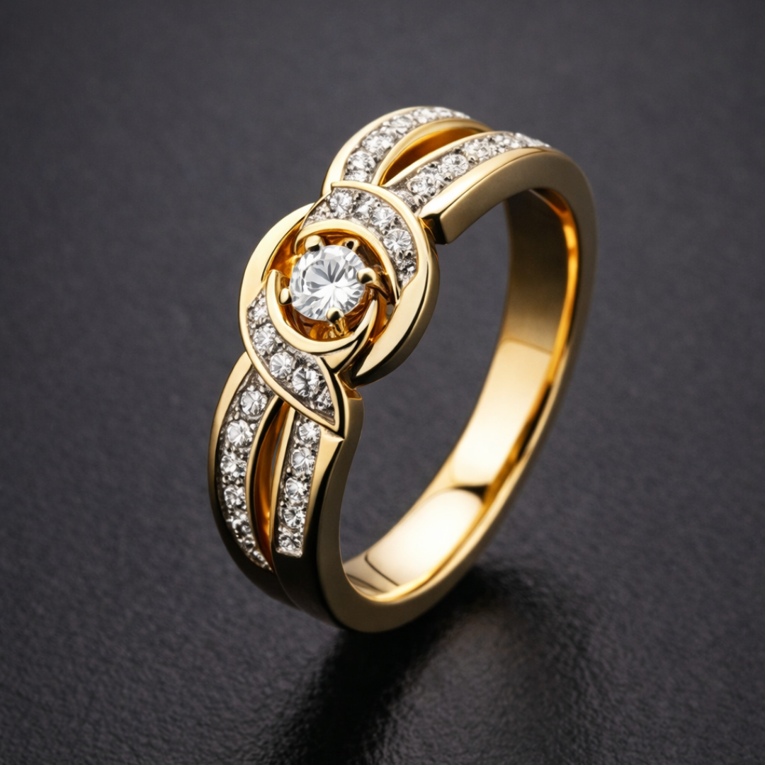 Infinity Gold Crystal Ring