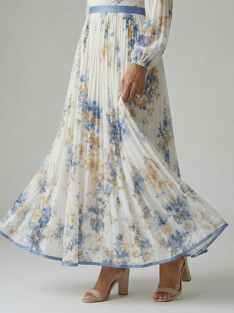 Rielle™ - Pleated Wrap Midi Dress