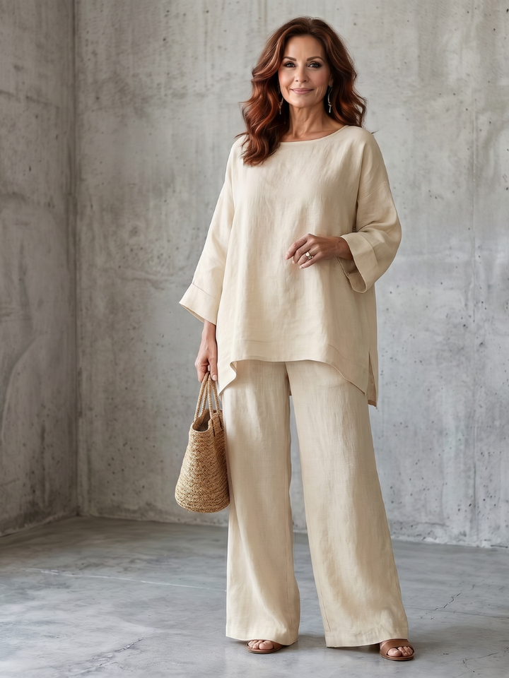 Prue - Oversized Tunic Wide Leg Pant Set