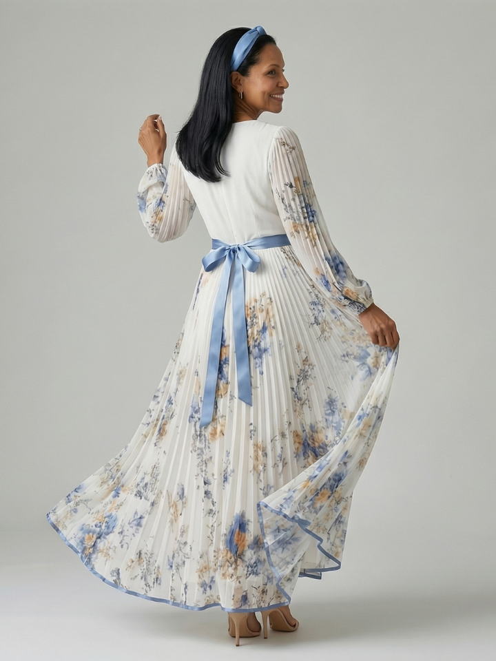 Rielle™ - Pleated Wrap Midi Dress