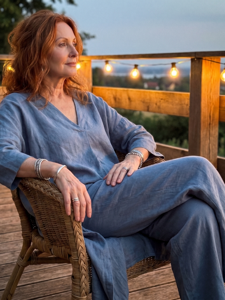 Onyx - Loose Tunic Top Wide Leg Pant Set