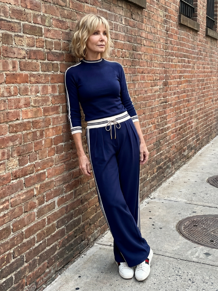 Eirlys - Fitted Long Sleeve Top Wide Leg Pants Set