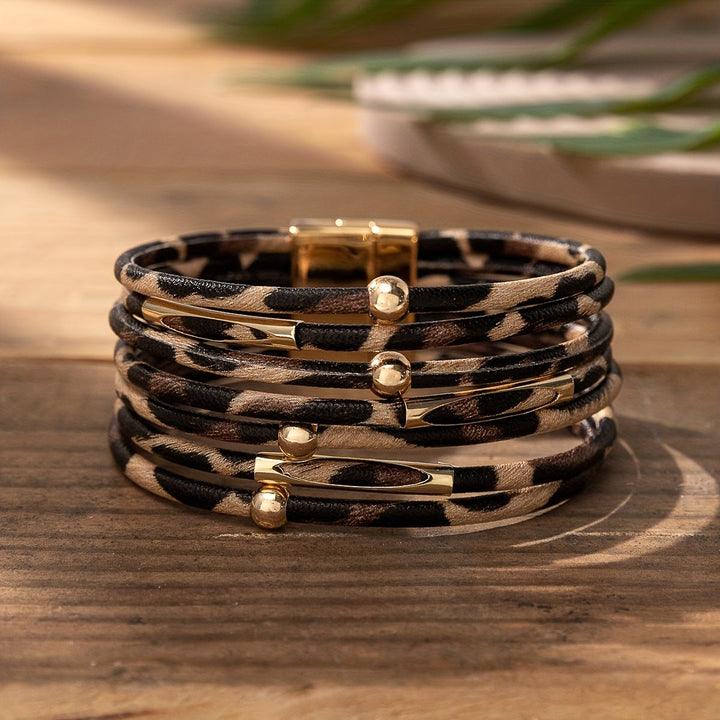 Leopard Leather Boho Bracelet