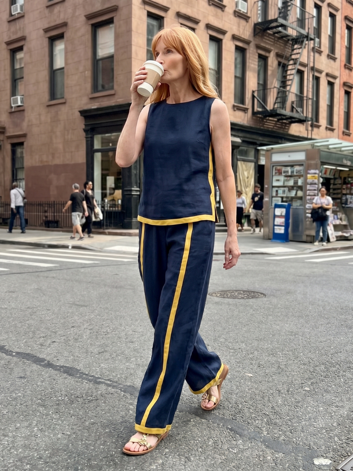Inara - Sleeveless Top Wide Leg Contrast Pants Set
