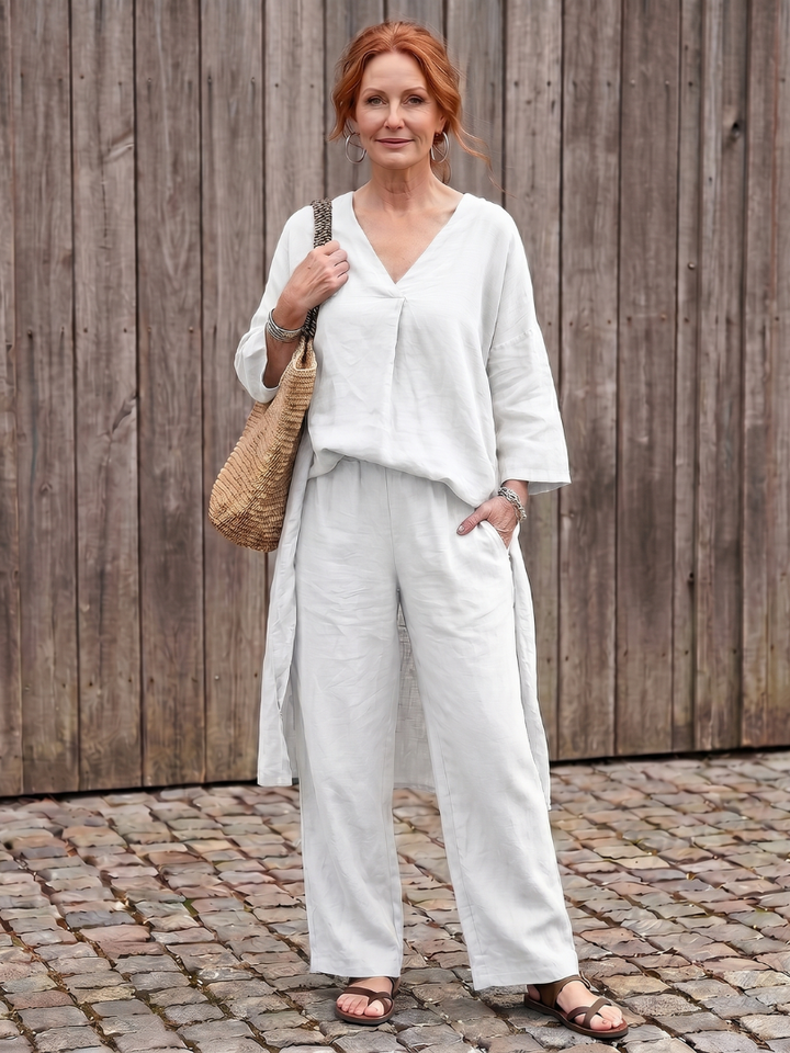 Onyx - Loose Tunic Top Wide Leg Pant Set