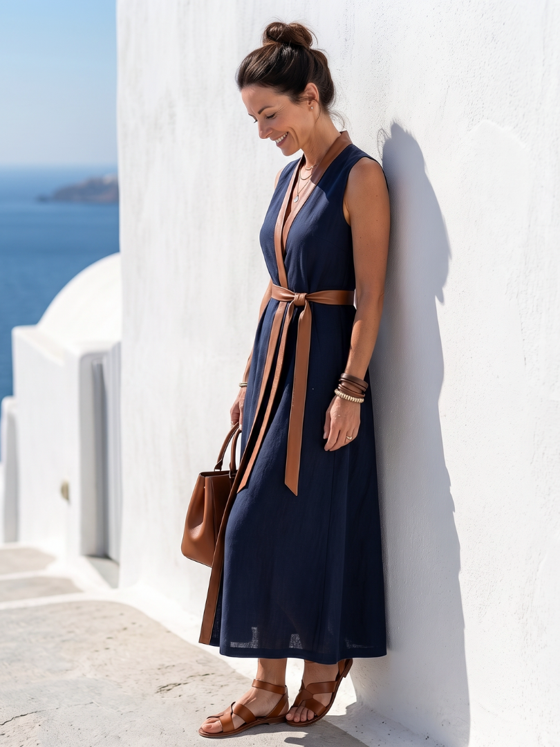 Myra - Contrast Line Midi Dress