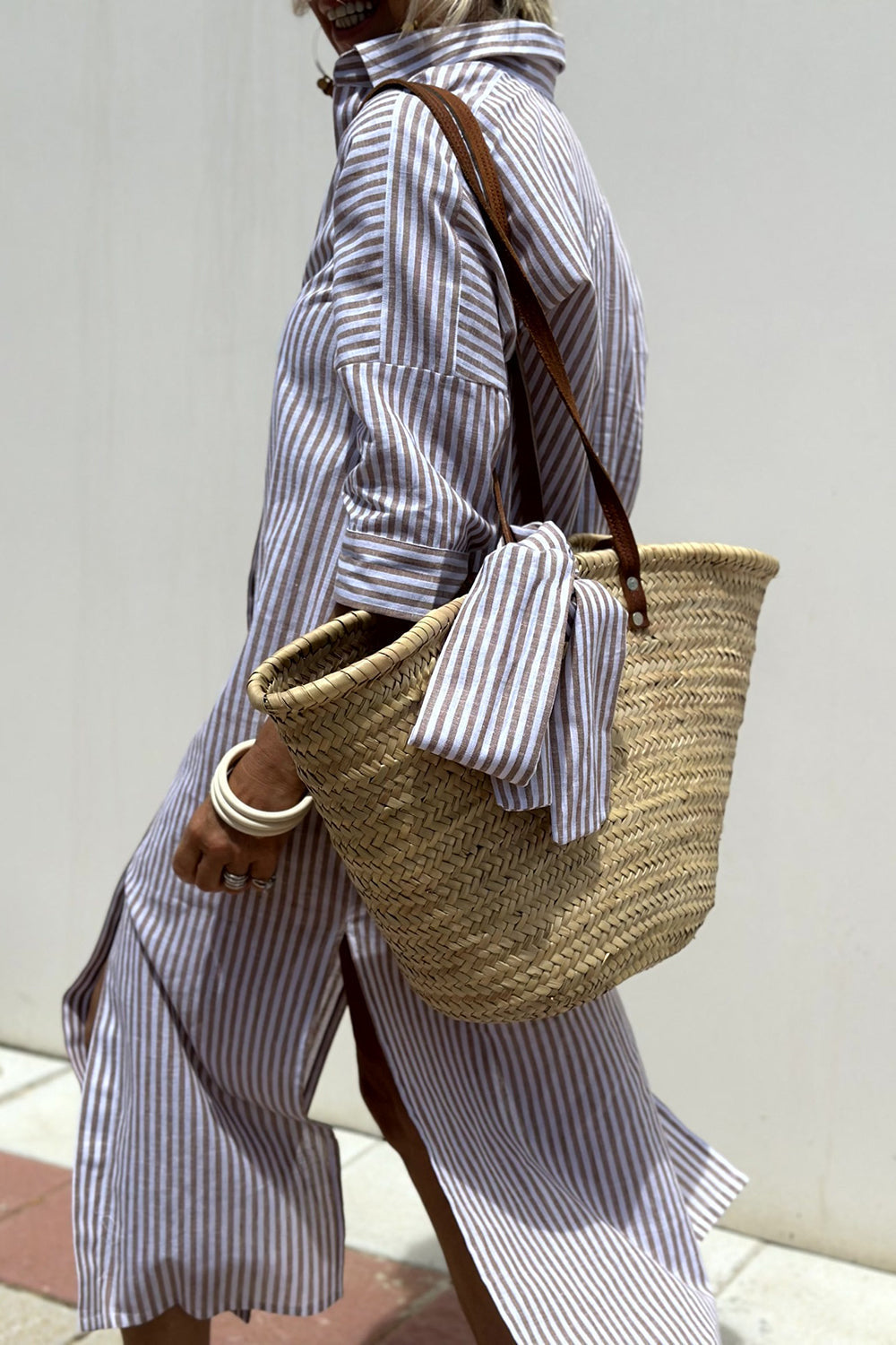 Sophia™ – Timeless Striped Shirt Dress with Elegant Comfort