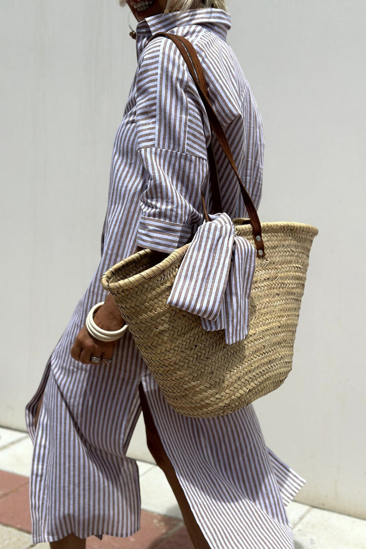 Sophia™ – Timeless Striped Shirt Dress with Elegant Comfort