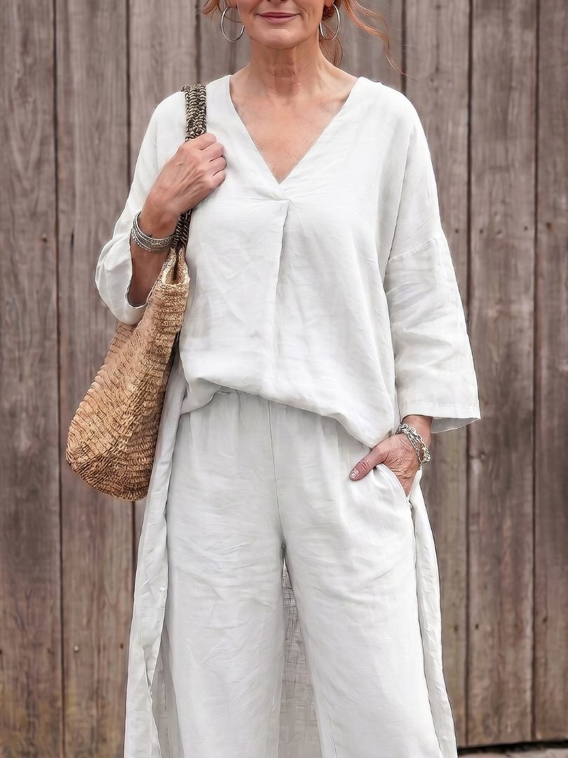 Onyx - Loose Tunic Top Wide Leg Pant Set
