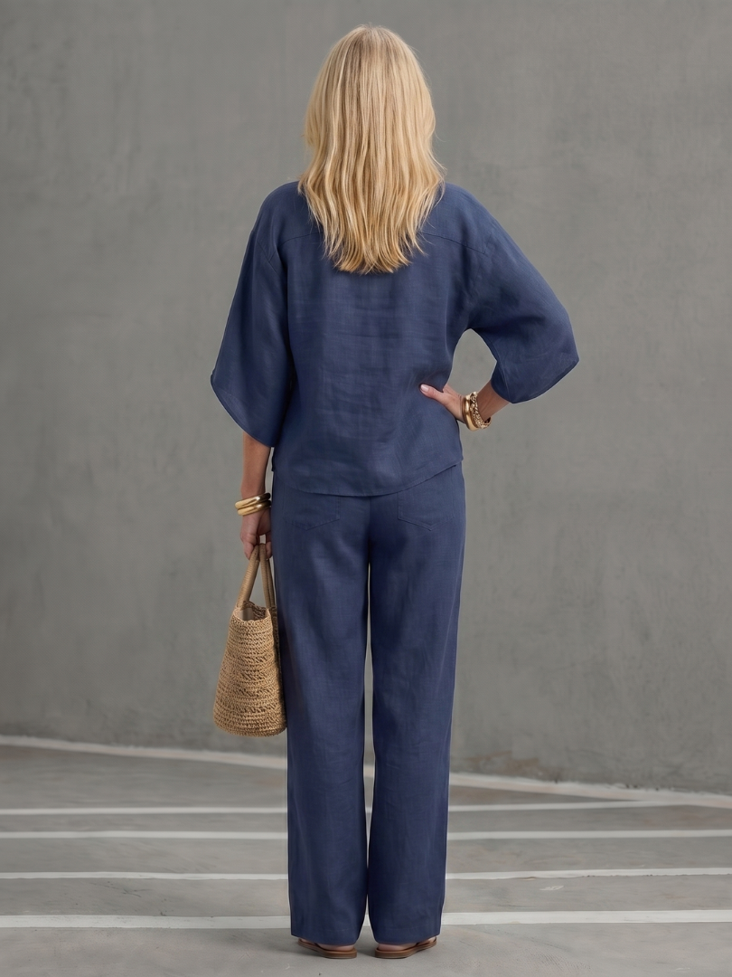 Amity - Button Front Relaxed Tunic Trouser Set