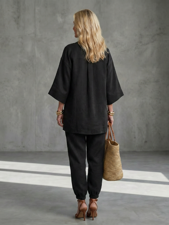 Georgiana - V Neck Tunic Gathered Trouser Set
