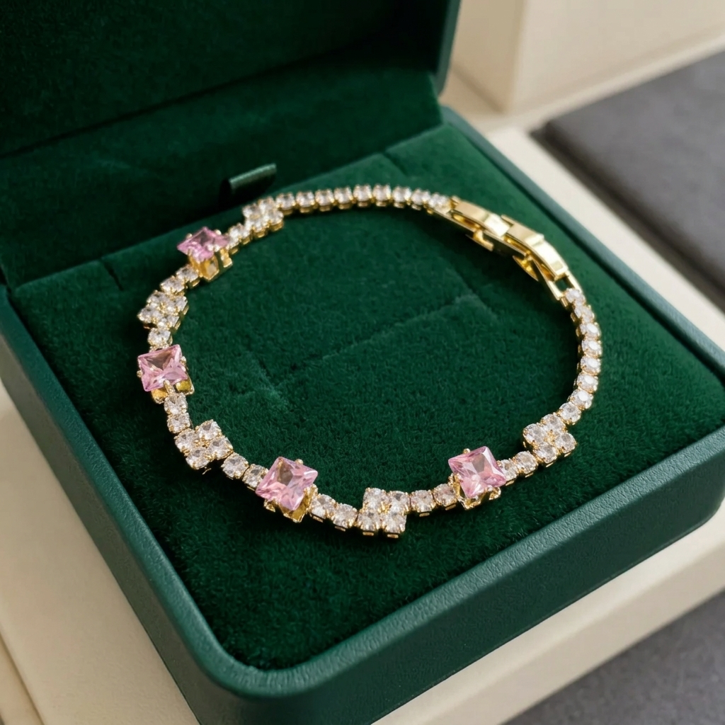 Blush Squares Tennis Bracelet