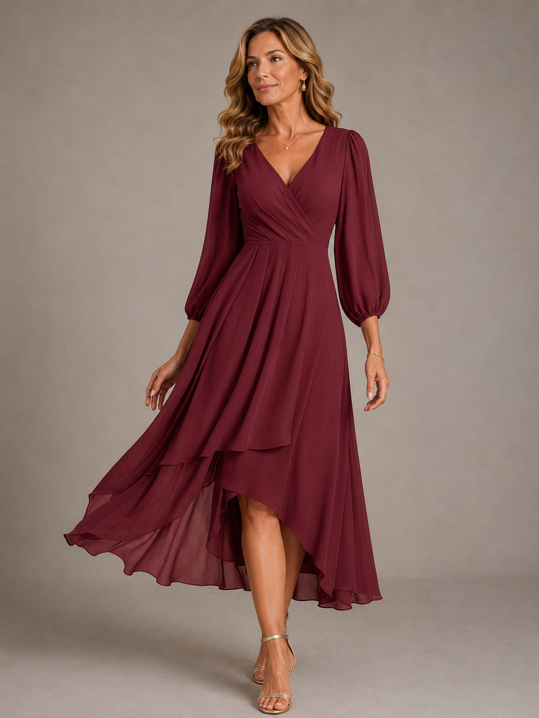 Mia™ - Elegant V-neck Long Dress