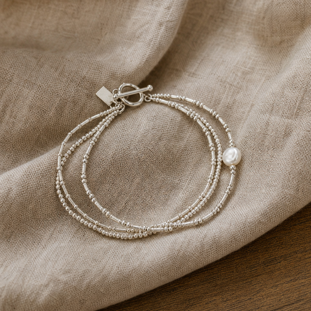 Freshwater Pearl Silver Bracelet Set