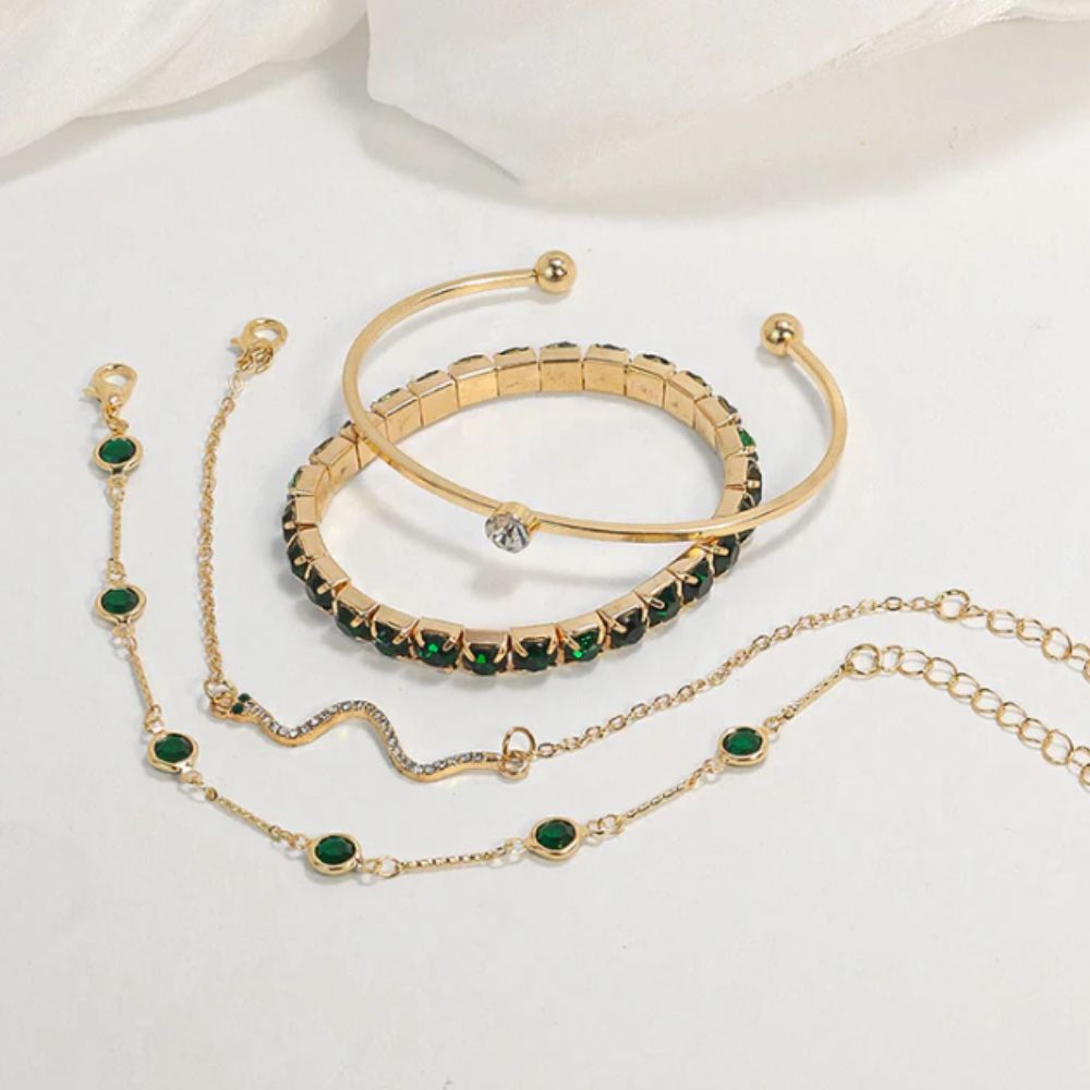 Emerald Gold Bracelet Set