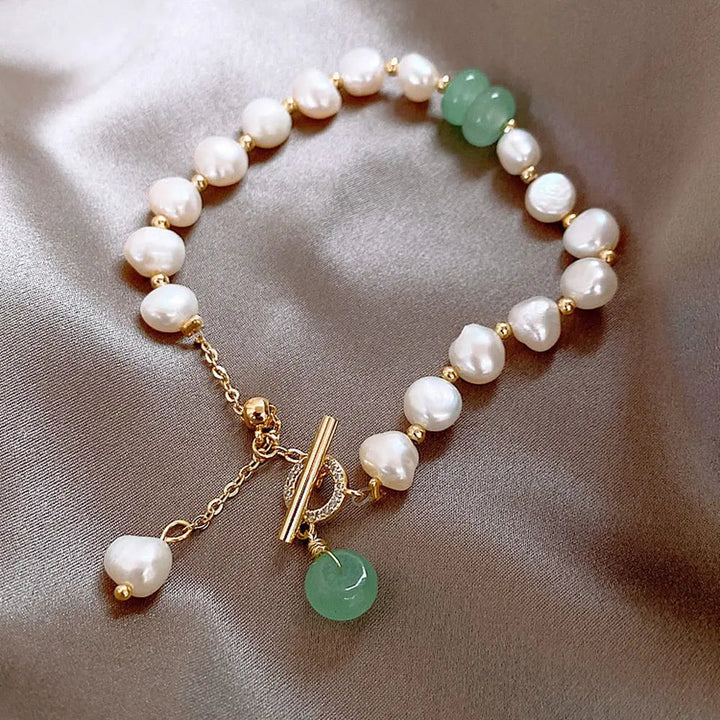 Jade Pearl Charm Bracelet