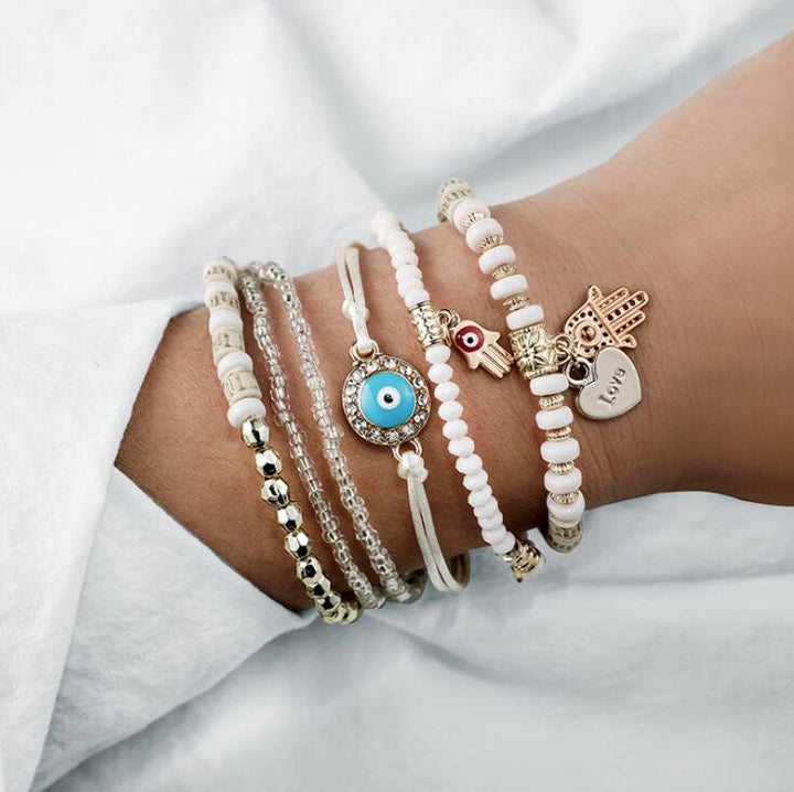 Hamsa Beaded Bracelet Set