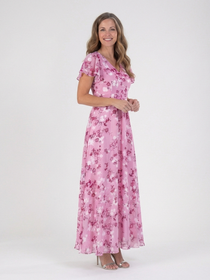 Ismeria™ - Floral Chiffon Maxi Dress