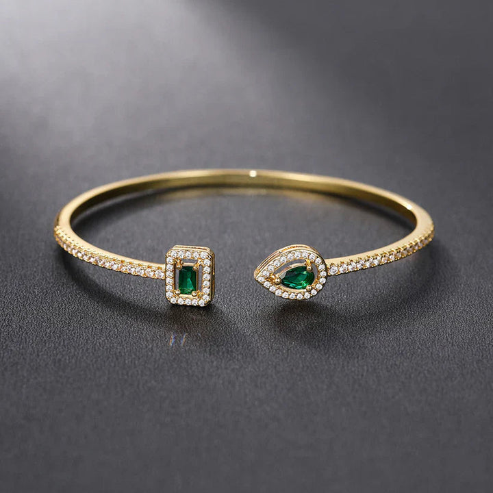 Elegant Emerald Open Cuff Bracelet