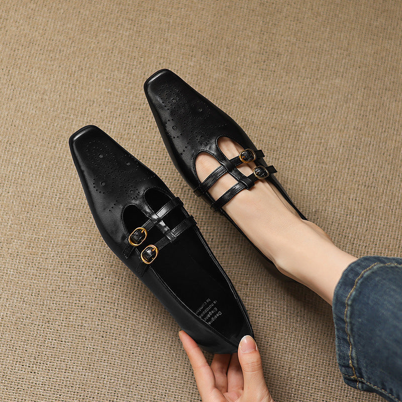 Ceyla - Brogued Double-Strap Mary Jane Flat