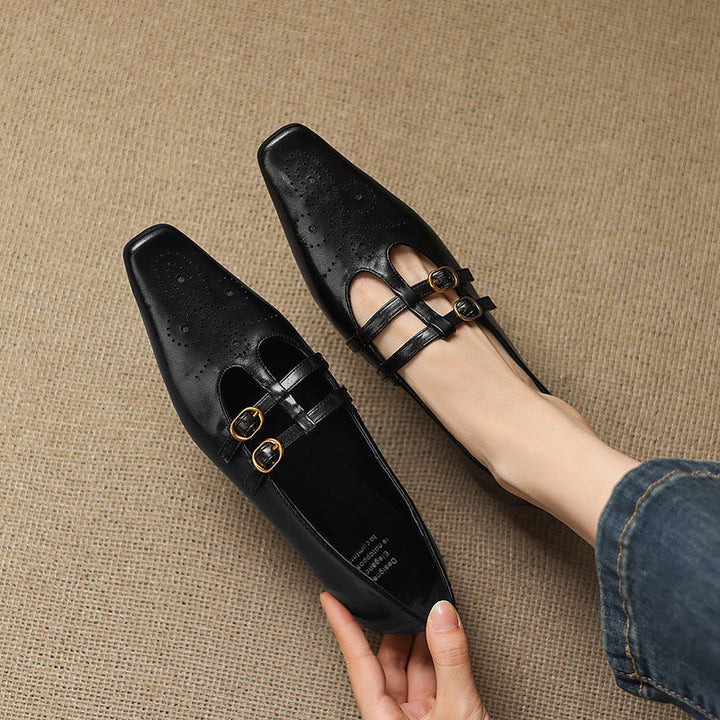 Ceyla - Brogued Double-Strap Mary Jane Flat